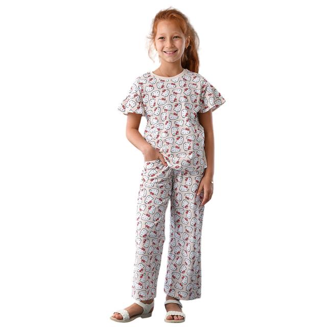 Hello Kitty - 2pc-Set - Girl Hello Kitty Top w/ Ankle Length Pants - Cream