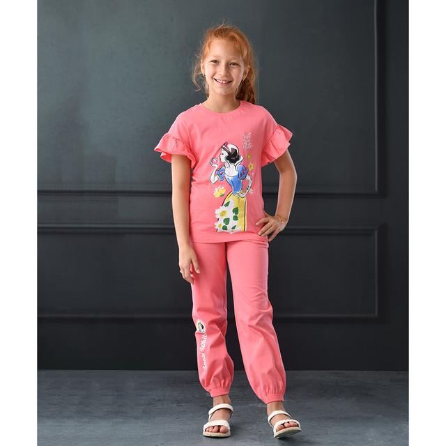 Disney - 2pc-Set - Half Sleeve T-Shirt w/ Harem Pants - Pink