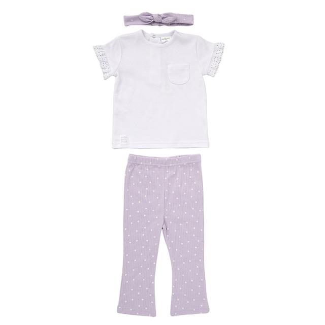 Lily & Jack - 3pc-Set - Top, Leggings And Headband - Purple/White