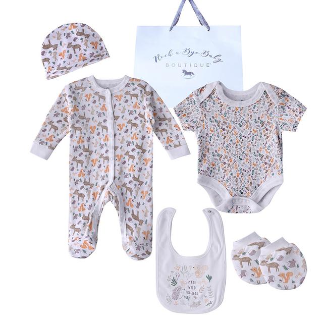 Rock A Bye Baby - 5pc-Set - Unisex Animal Gift Set - White