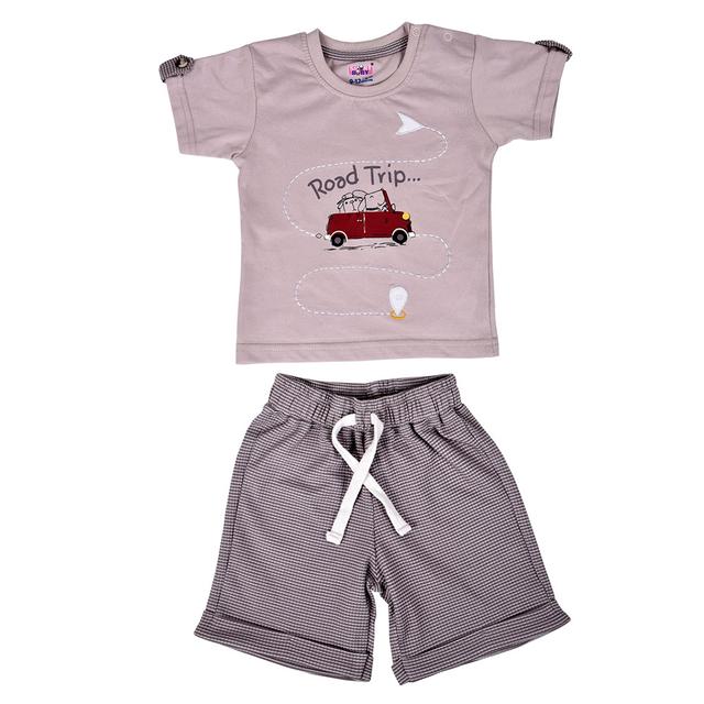 Smart Baby - 2pc-Set - Round Neck Tee w/ Bermuda Shorts - Light Onion