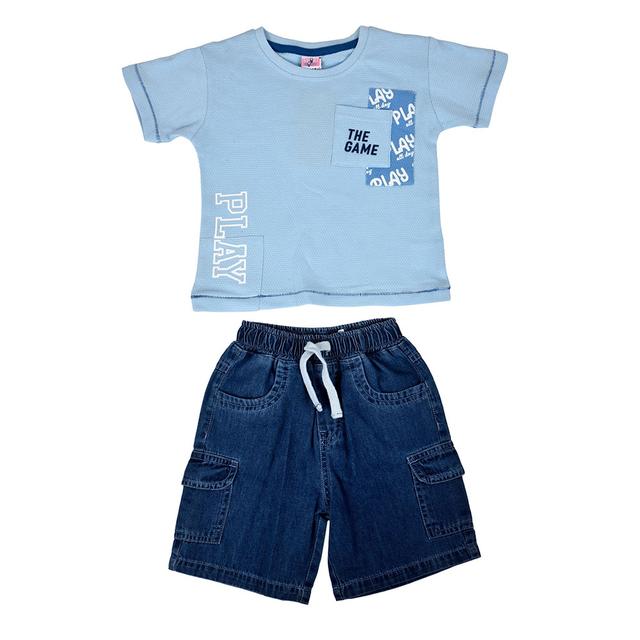 Smart Baby - 2pc-Set - Round Neck Tee w/ Bermuda Shorts - Sky Blue