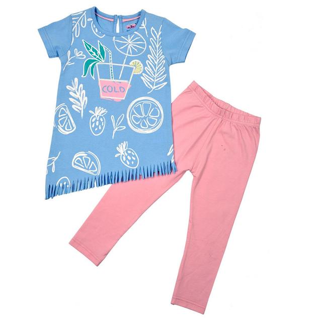 Smart Baby - 2pc-Set - Short Sleeve Top w/ Leggings - Blue