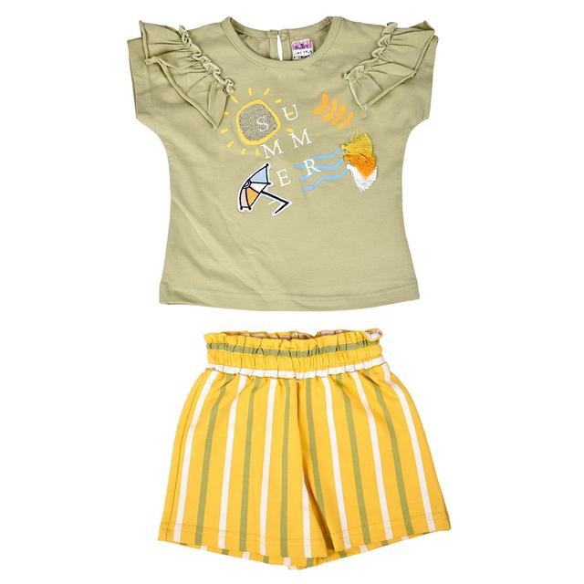 Smart Baby - 2pc-Set - Baby Girl Top w/ Shorts - Sage Green