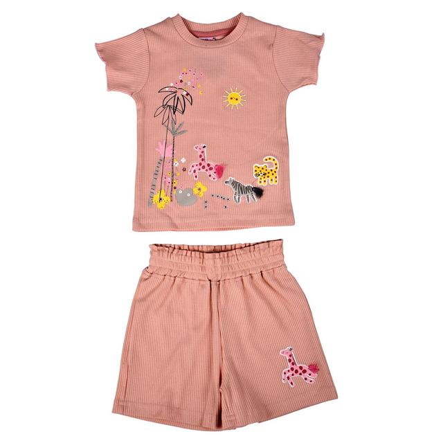 Smart Baby - 2pc-Set - Baby Girl Top w/ Shorts - Light Peach