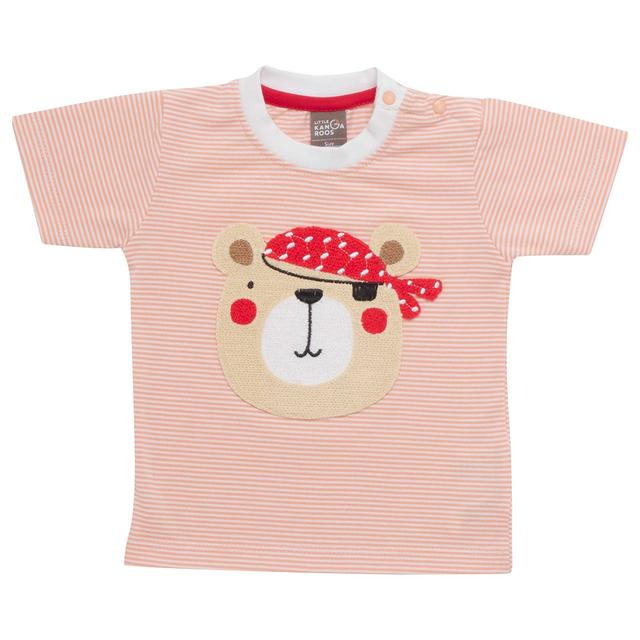 Little Kangaroos - Baby Boy Round Neck T-Shirt - Peach