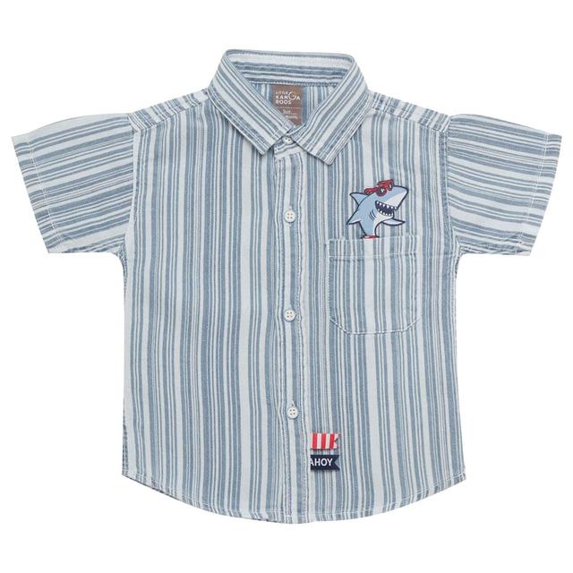 Little Kangaroos - Baby Boy Half Sleeve Striped Shirt - Blue/White