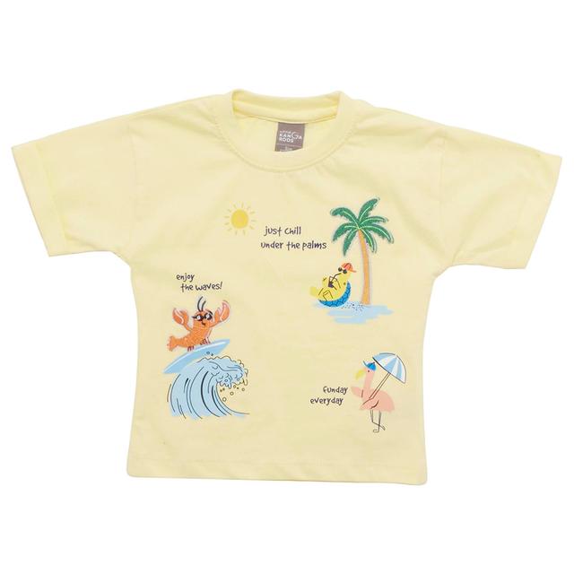 Little Kangaroos - Baby Boy Round Neck T-Shirt - Lemon