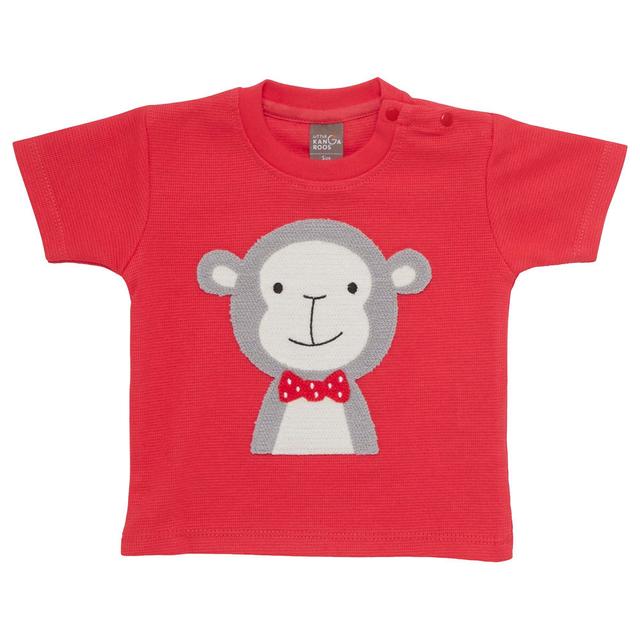 Little Kangaroos - Baby Boy Monkey Round Neck T-Shirt - Red