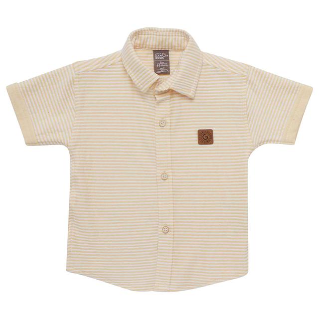 Little Kangaroos - Baby Boy Half Sleeve Striped Shirt - Yellow/White