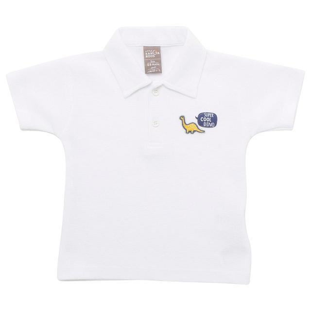 Little Kangaroos - Baby Boy Half Sleeve Cool Dino Polo T-Shirt - White