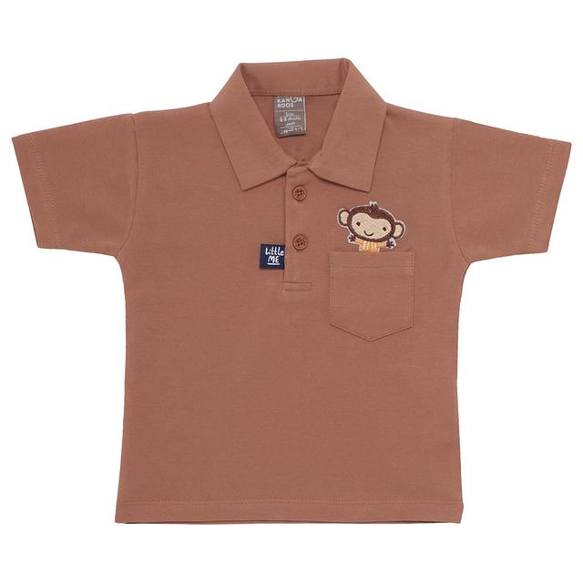 Little Kangaroos - Baby Boy Half Sleeve Polo T-Shirt - Brown