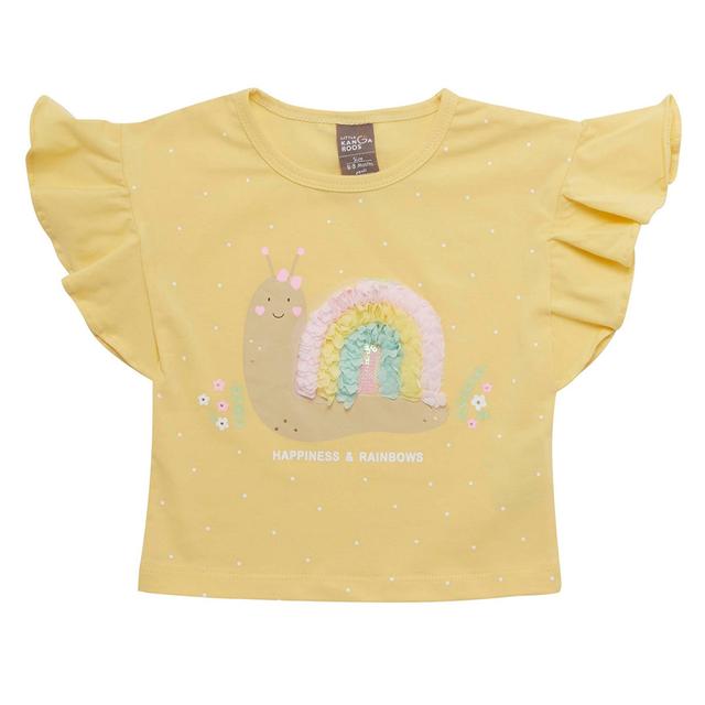 Little Kangaroos - Baby Girl Frill Sleeve Snail Print T-Shirt - Mango