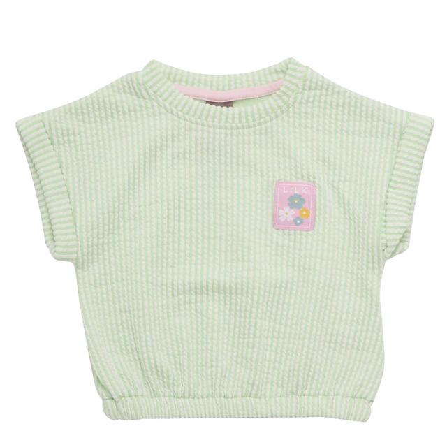 Little Kangaroos - Baby Girl Round Neck Top - Green/White