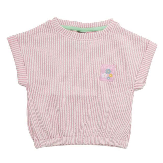 Little Kangaroos - Baby Girl Round Neck Top - Pink/White