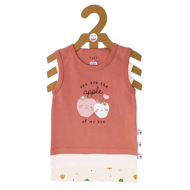 Smart Baby - 3pc-Set - Baby Girl Sleeveless T-Shirt - Brown