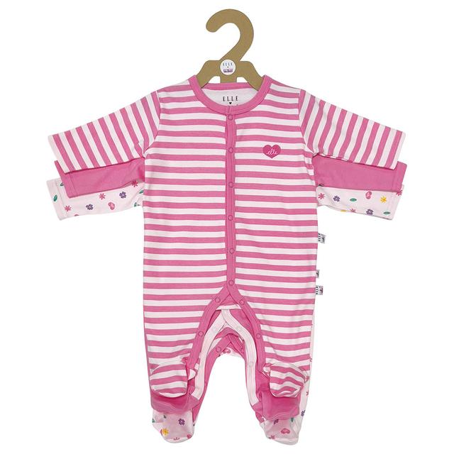 Smart Baby - 3pc-Set - Baby Girl Sleepsuits - Pink/White