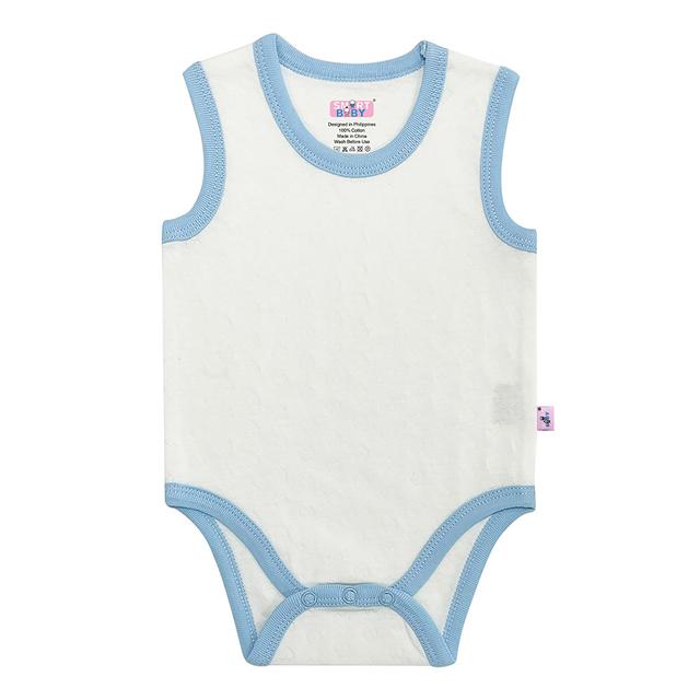 Smart Baby - Baby Boy Sleeveless Eyelet Pattern Bodysuit - Blue