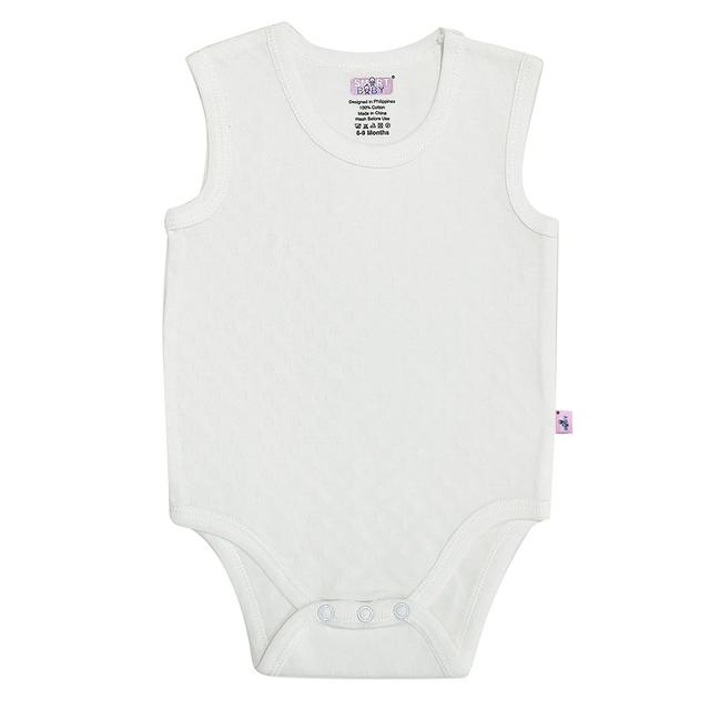 Smart Baby - Baby Boy Sleeveless Eyelet Pattern Bodysuit - White