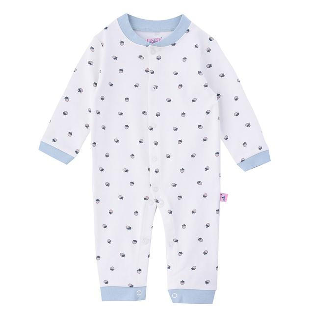 Smart Baby - Baby Boy Printed Openfeet Sleepsuit - White/Blue