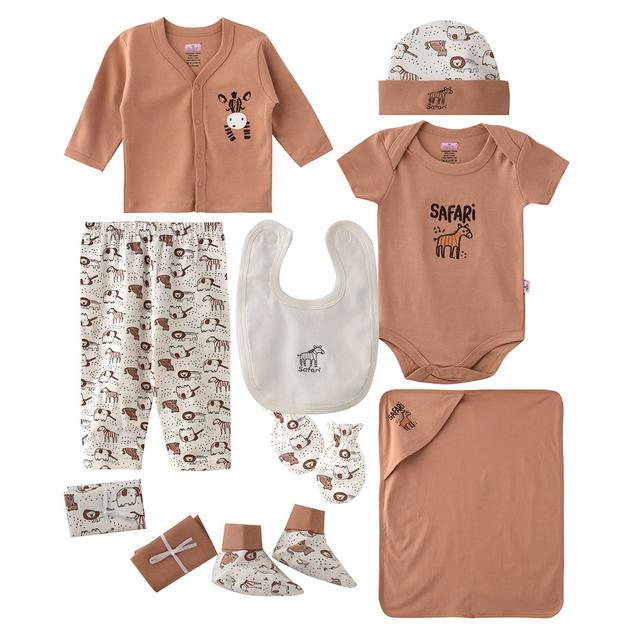 Smart Baby - 10pc-Set - Baby Boy All Over Printed Gift Set - Brown