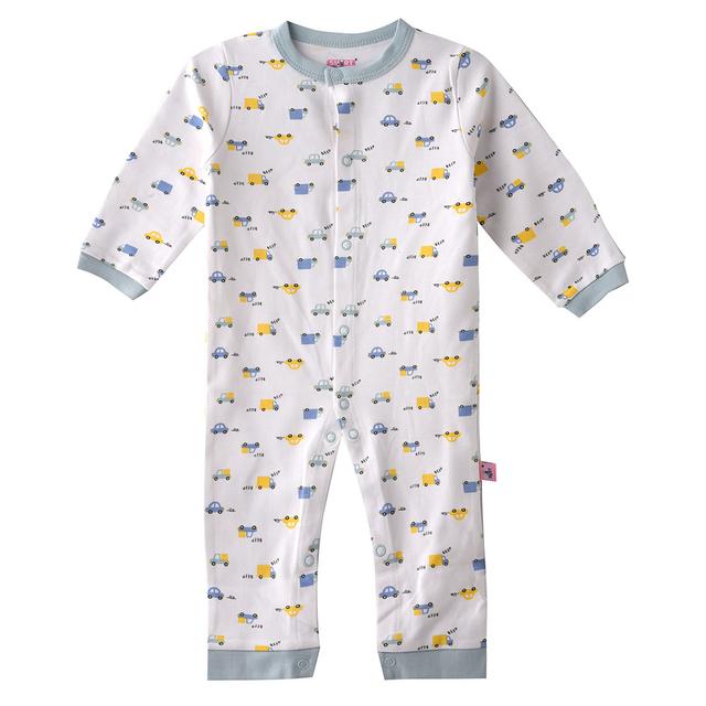 Smart Baby - Baby Boy Openfeet Snap Button Sleepsuit - White