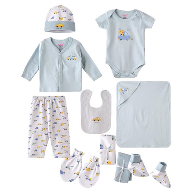 Smart Baby - 10pc-Set - Baby Boy Printed Gift Set - Blue/White