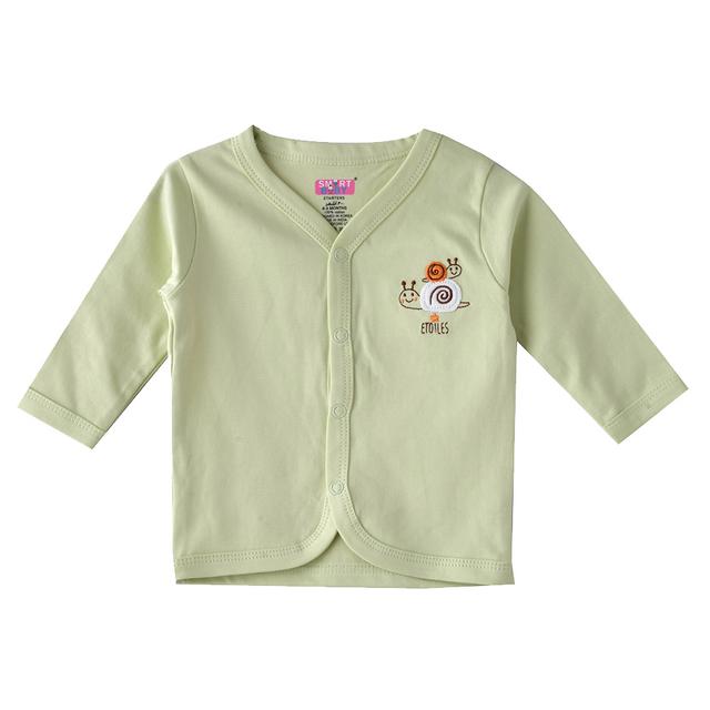 Smart Baby - Baby Boy Long Sleeve Placement Embroidery Top - Green