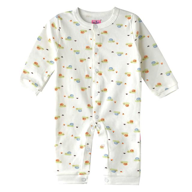 Smart Baby - Baby Boy Printed Openfeet Sleepsuit - White