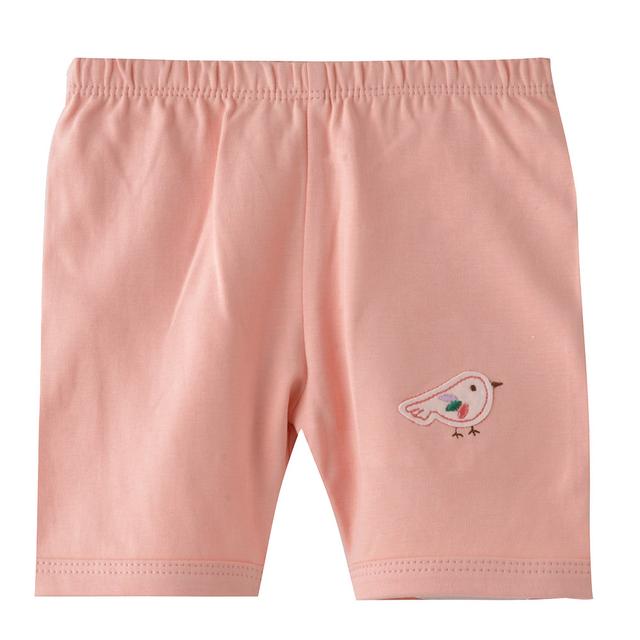 Smart Baby - Baby Girl Plain Placement Bird Print Shorts - Pink