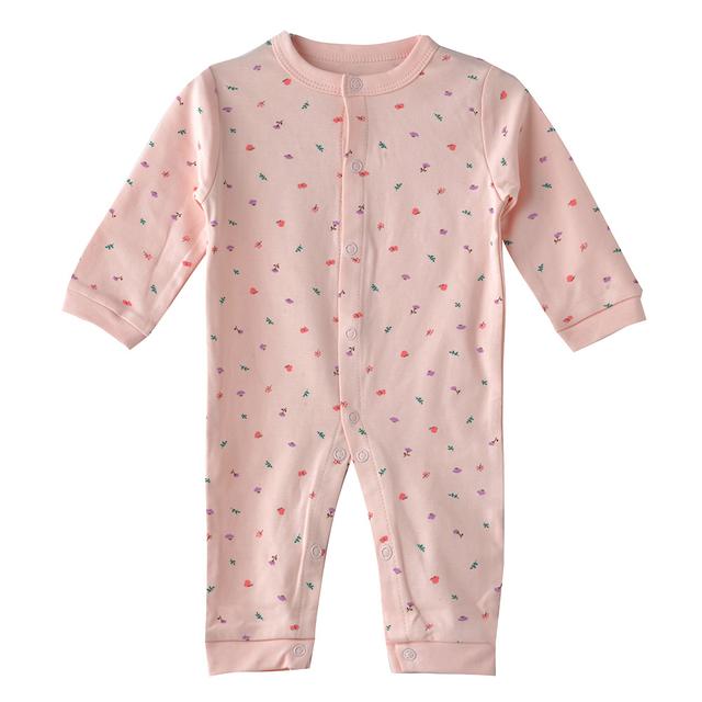 Smart Baby - Baby Girl Openfeet Snap Button Sleepsuit - Pink