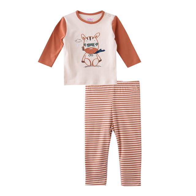 Smart Baby - 2pc-Set - Baby Boy Full Sleeve T-Shirt And Pyjama - Beige