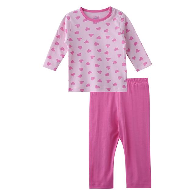 Smart Baby - 2pc-Set - Baby Girl T-Shirt And Pyjama - Pink Hearts