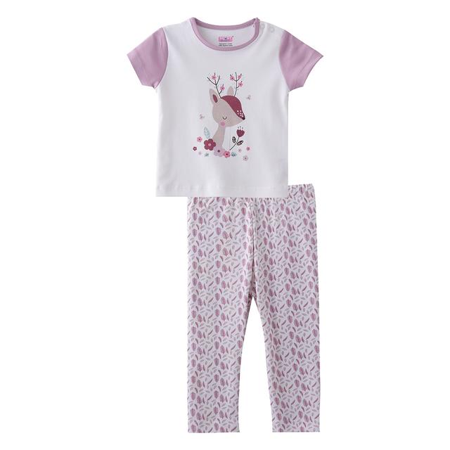 Smart Baby - 2pc-Set - Baby Girl T-Shirt And Pyjama - White/Pink