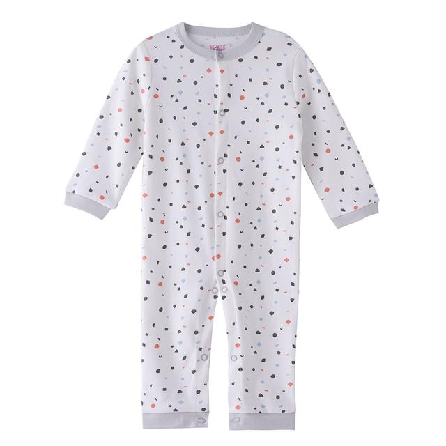 Smart Baby - Baby Boy Printed Openfeet Snap Button Sleepsuit - White