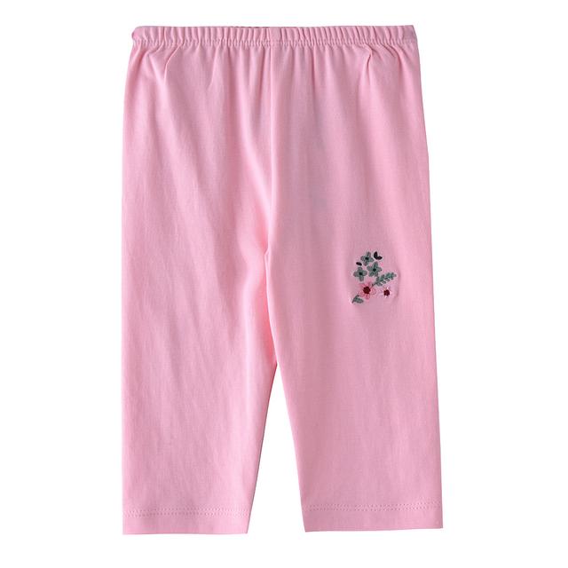 Smart Baby - Baby Girl Placement Embroidery Plain Pajama - Pink