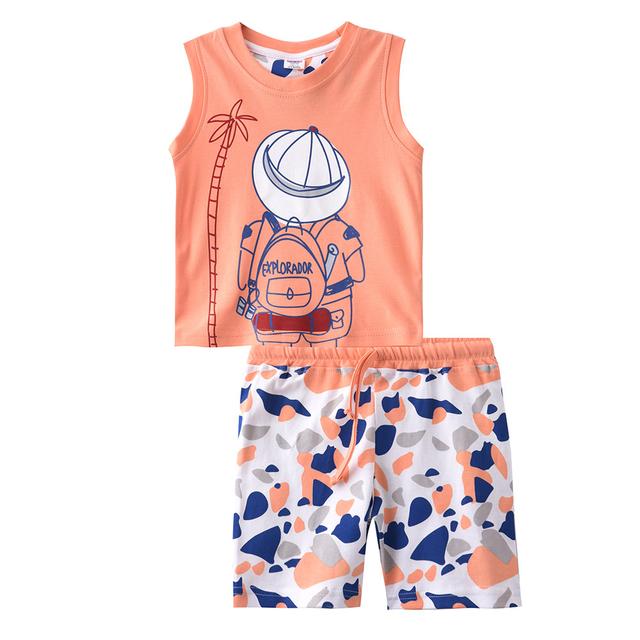 Smart Baby - 2pc-Set - Baby Boy Half Sleeve T-shirt And Bermuda - Orange