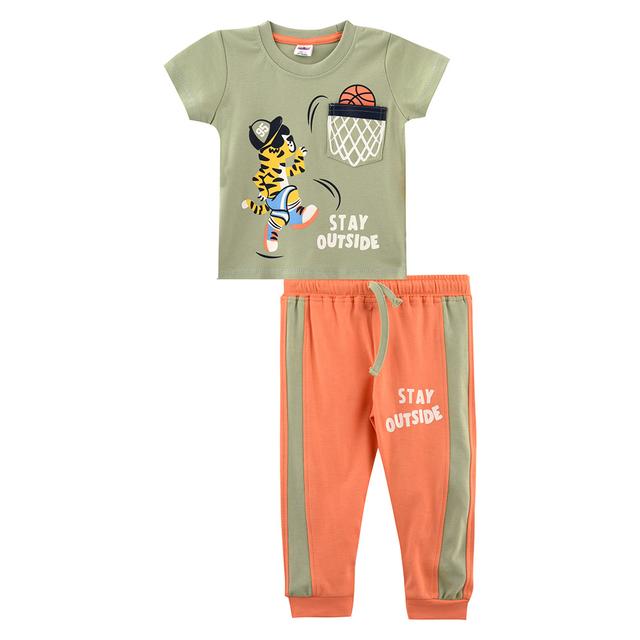 Smart Baby - 2pc-Set - Half Sleeve T-Shirt w/ Pants - Sage