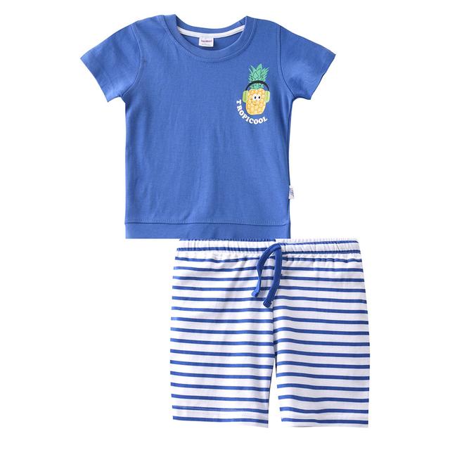 Smart Baby - 2pc-Set - Baby Boy T-shirt And Stripes Bermuda - Blue