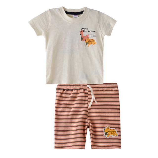 Smart Baby - 2pc-Set - Baby Boy T-shirt And Bermuda - Off White/Orange