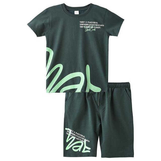 Genius - 2pc-Set - Boy Half Sleeve T-shirt With Bermuda - Dark Green