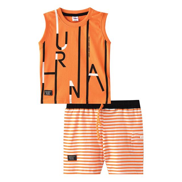 Smart Baby - 2pc-Set - Baby Boy T-Shirt And Bermuda - Orange/Black