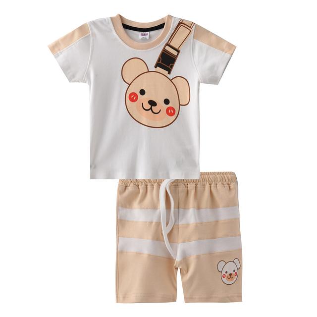 Smart Baby - 2pc-Set - Half Sleeve T-Shirt w/ Bermuda Shorts - White