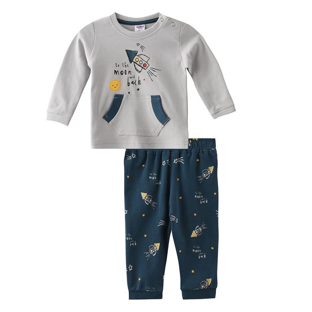 Smart Baby - 2pc-Set - Baby Boy T-Shirt w/ Pants - Light Grey