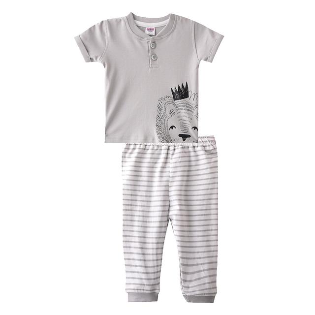 Smart Baby - 2pc-Set - Baby Boy T-Shirt And Pants - Pastel Grey