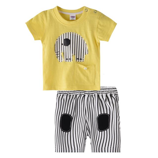 Smart Baby - 2pc-Set - Elephant T-Shirt w/ Bermuda Shorts Set - Lemon