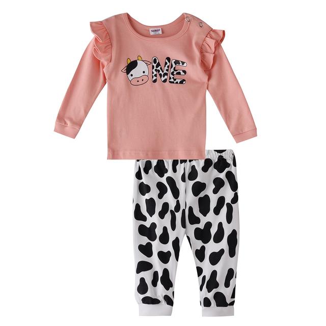 Smart Baby - 2pc-Set - T-Shirt w/ Printed Pants - Peach