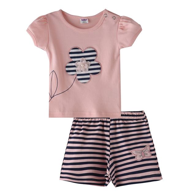 Smart Baby - 2pc-Set - T-Shirt w/ Striped Bermuda Shorts - Pink