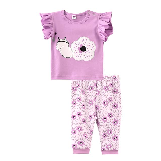 Smart Baby - 2pc-Set - Half Sleeve T-Shirt w/ Pants - Mauve/White