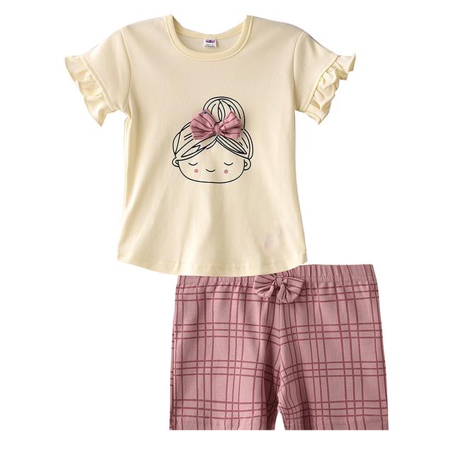 Smart Baby - 2pc-Set - Baby Girl T-Shirt And Bermuda - Light Lemon